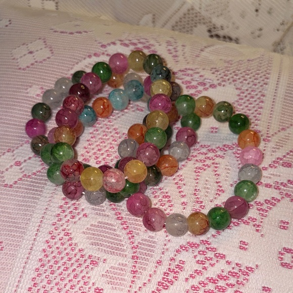 Gumball Multicolor 10 mm Glass Beaded Bracelet NEW - Picture 4 of 4